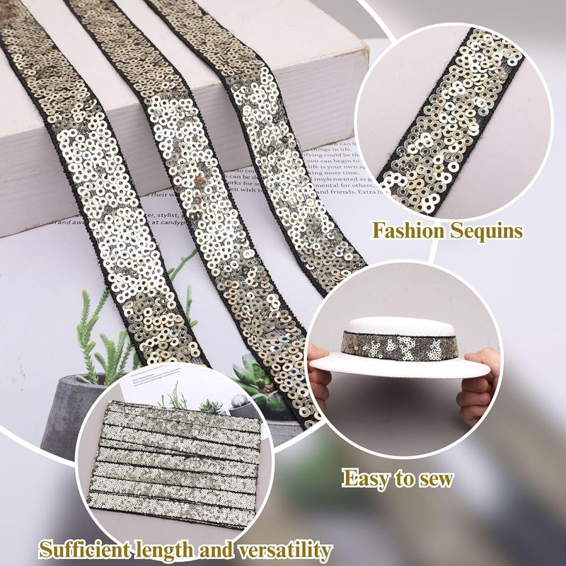 DHFLYDH Golden Sequin Trim Sequin Ribbon 7.5 Yards Flat Glitter Trim for Sewing, Costumes, Wedding Decor, Fashion Crafting - Image 3